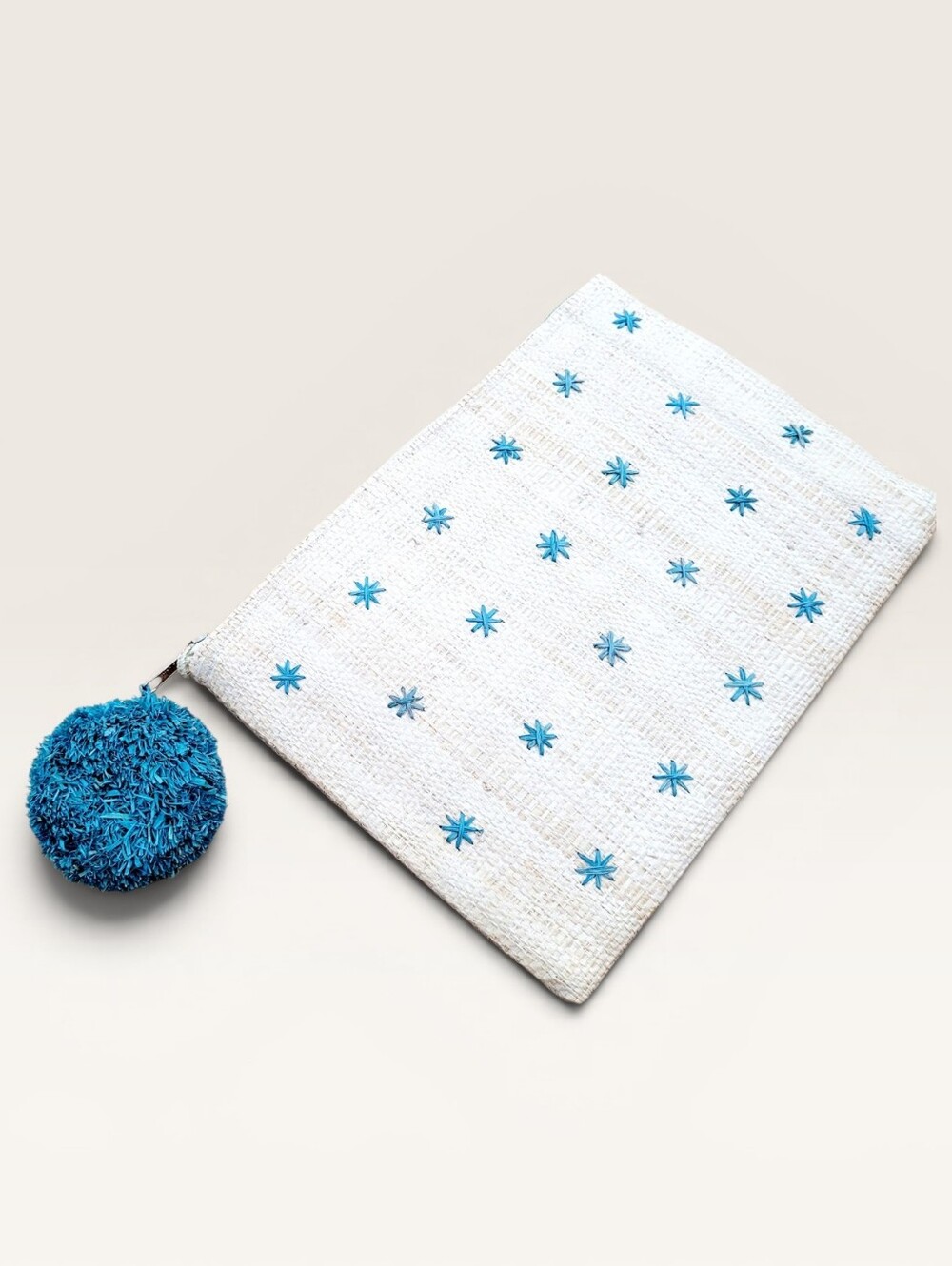 Mar Y Sol Crocheted Raffia Sofia Zippered Pouch Cosmetic Case Clutch View 3